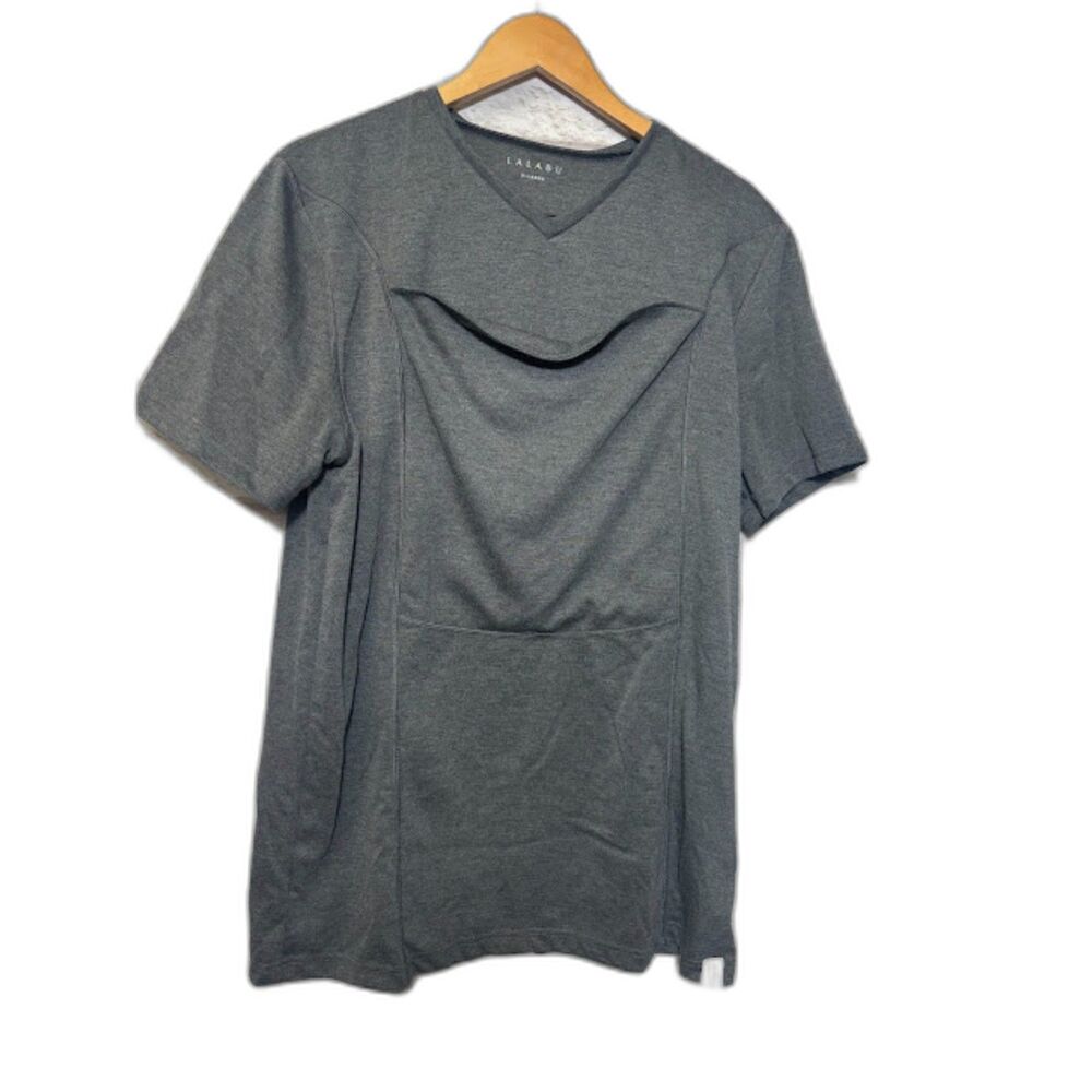 Lalabu Dad Shirt Kangaroo Pocket Baby Wearing Top Gray Size XL EUC Parent Gift